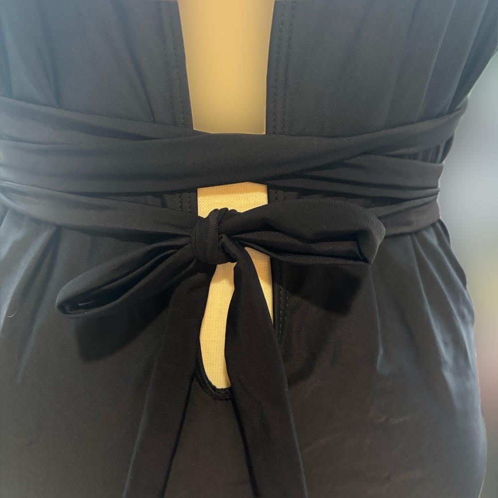 SweatyRocks Black Criss Cross One Pieces Swimsuit - Picture 8 of 11